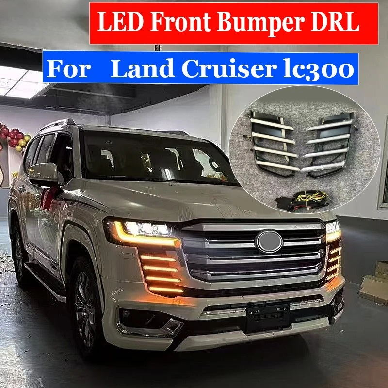 LED Front Bumper Grille Daytime Running Light Applicable for Toyota Land Cruiser LC300 2022-2023 Front Fog Lamp Accessories
