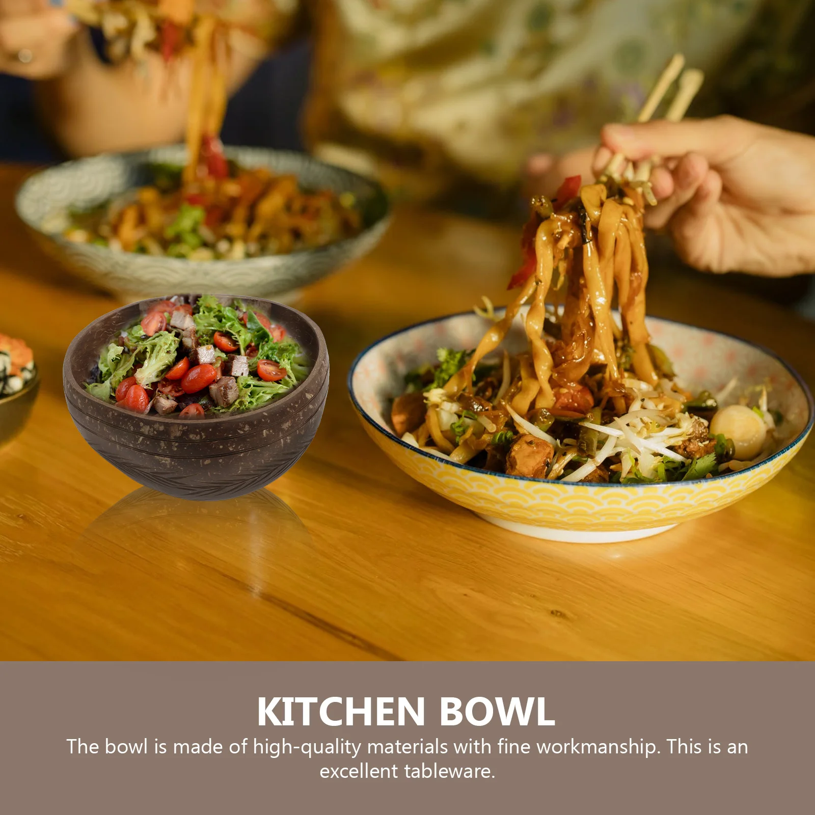 

1pc Coconut Shell Bowl Natural Rice Food Serving Bowl For Kitchen Home Tableware Fruit Salad Holder Household Supply