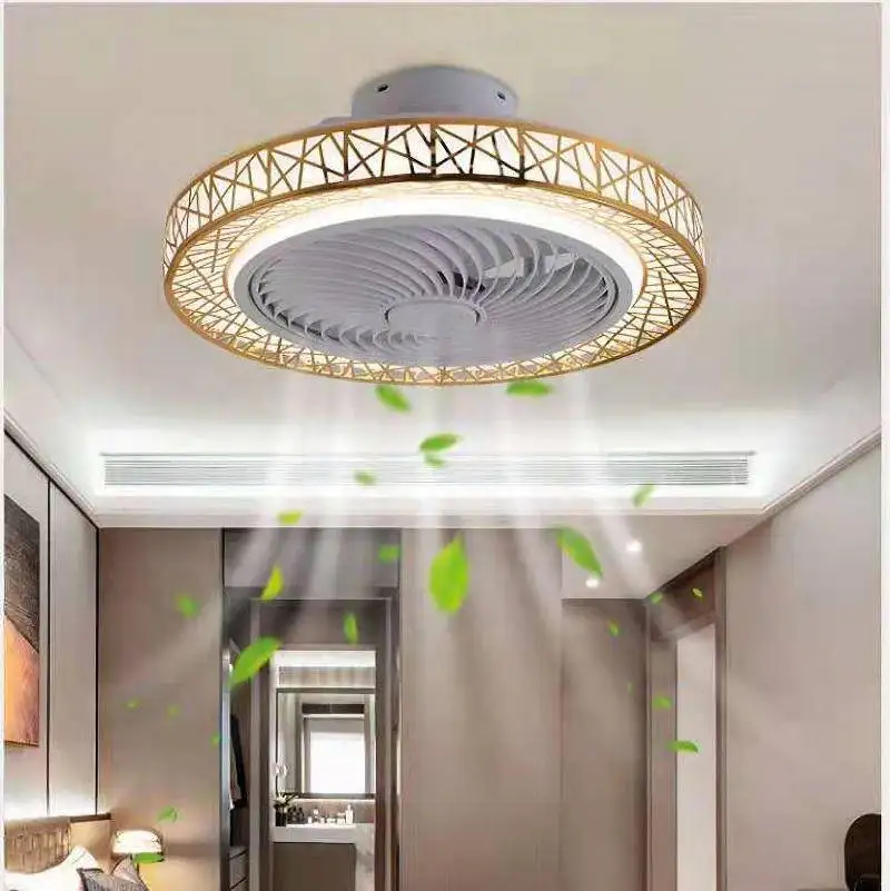 

Postmodern Nordic LED Intelligent Ceiling Fan Remote Control Lamp Bedroom Decorative Fan Silent Invisible Ceiling Fan