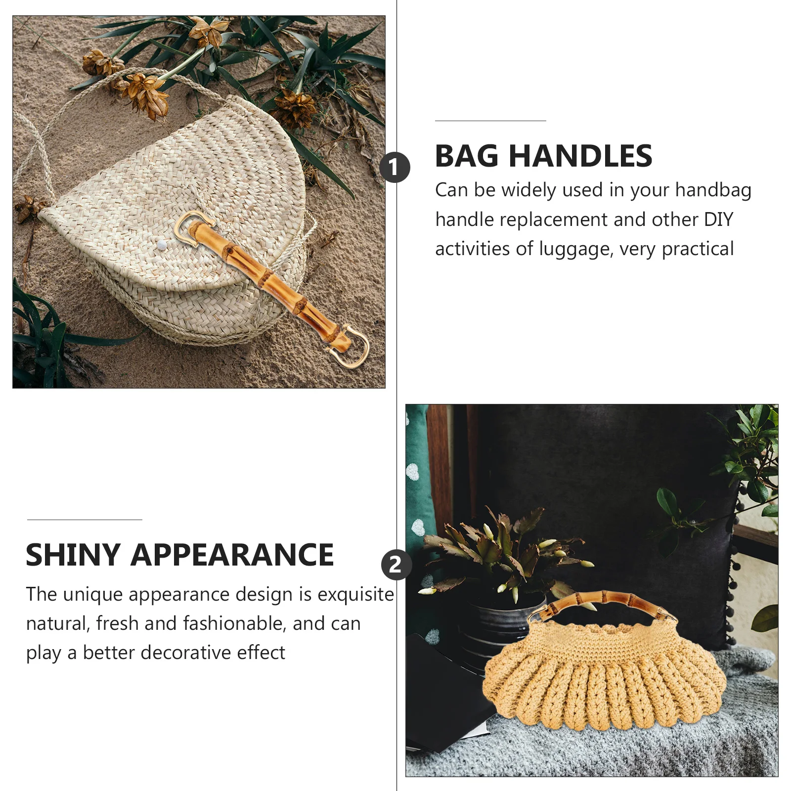 

1Pcs Bag Handles for Bag Making DIY Handbag Accessories Replacement Handle Ring Natural Fresh Style Versatile Stylish Decoration