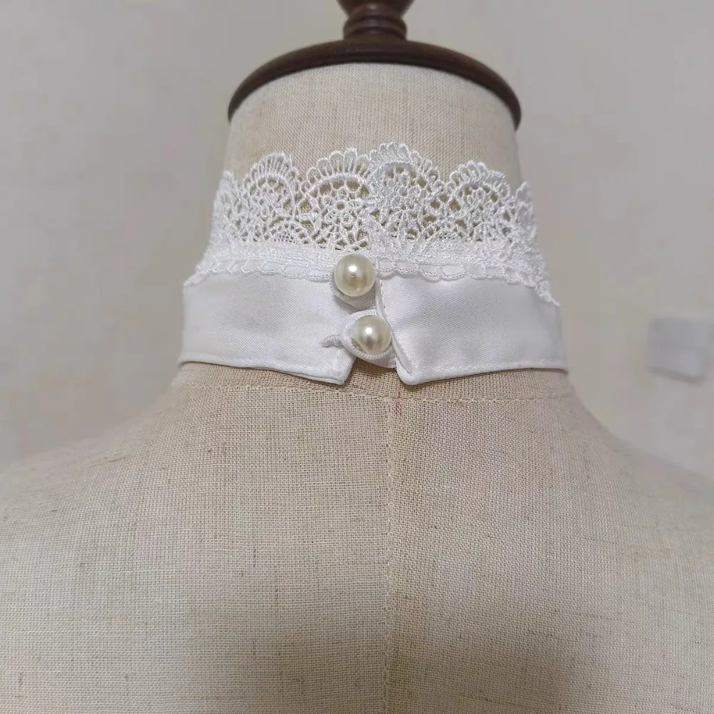 Doce lolita jabot colar lindo laço gótico renda destacável laço ouji acessórios cosplay