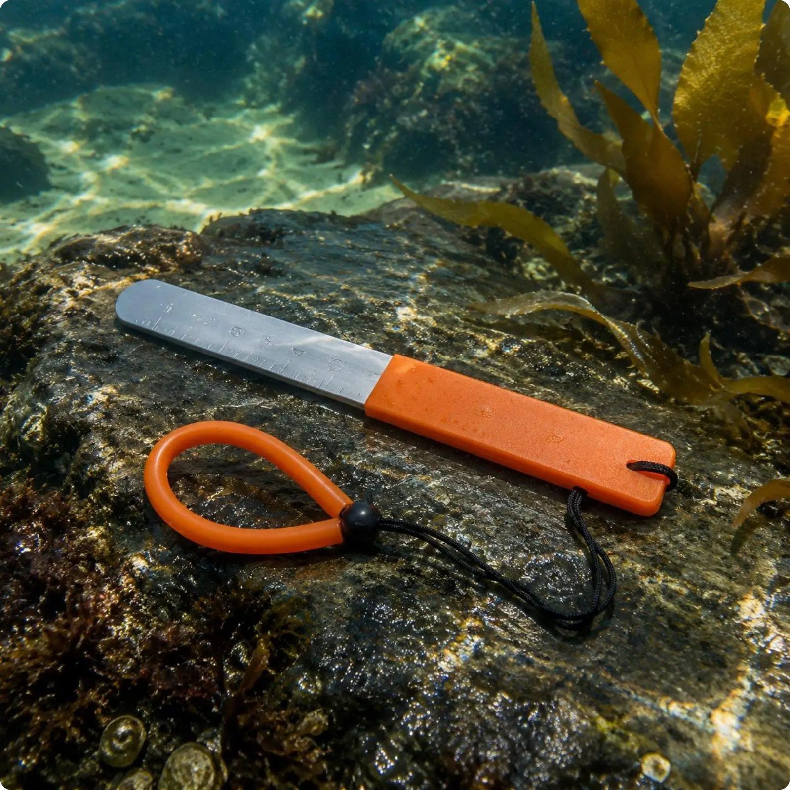 Underwater Diving Scraper with Wrist Loop Practical Aluminum Shell Gauge for Seafood Sorting