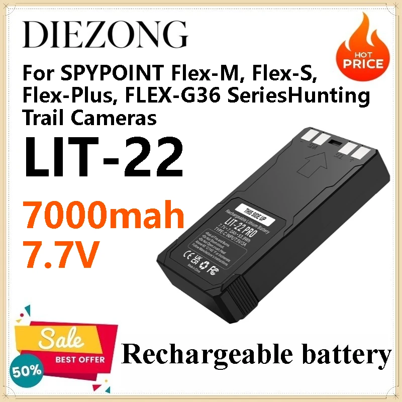 3 Baterías de Litio de 7000mAh para SPYPOINT LIT-22, Compatibles con Cámaras de Caza Flex-M, Flex-S, Flex G-36 y Flex-Plus