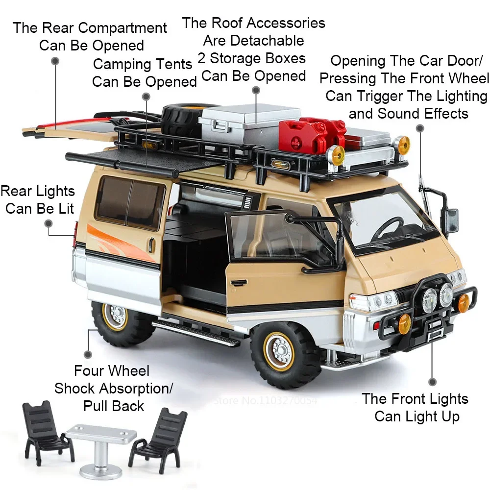 1:24 Land Rover Defender 110 Mitsubishi Delica Auto Giocattoli Pressofuso Modello Pneumatici In Gomma Porte Aperta Ruota Tirare Indietro Veicolo Regalo Del Capretto