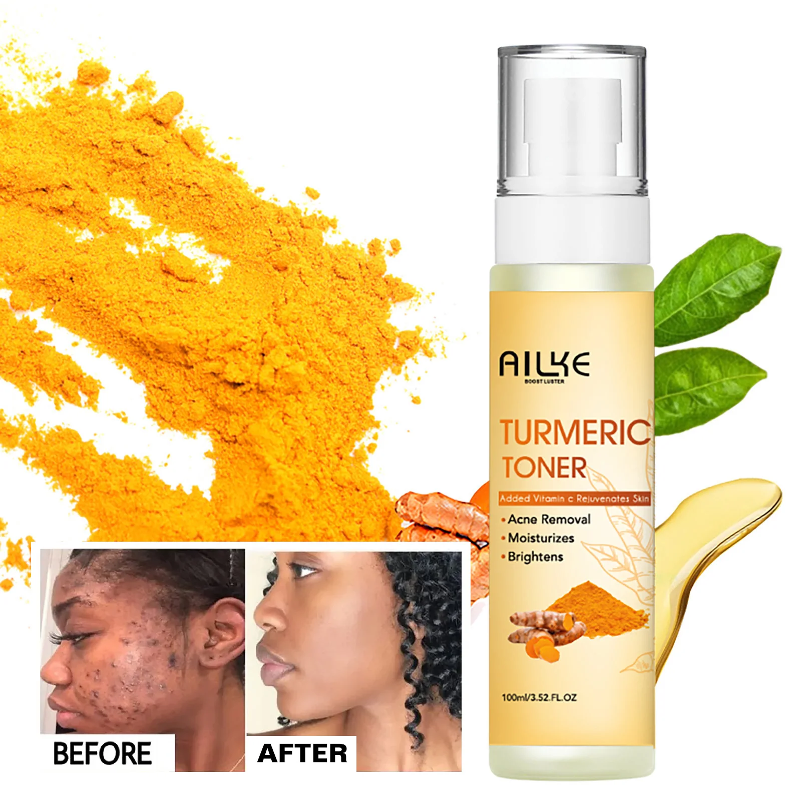 

AILKE Отбеливающий тоник-эссенция для лица, удаление темных пятен, прыщей, сияющая кожа, увлажняющий, очищающий, без жестокости, веганский, 100 мл