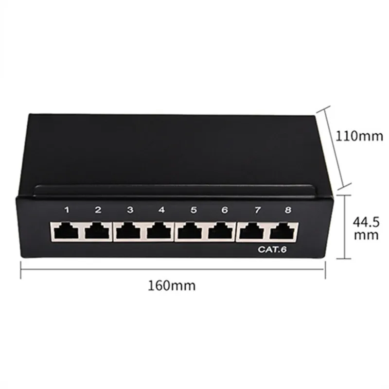 Cat 6 6A Patch Panel RJ45 Connector Adapter 8 12 Port Full Shielded Mini Desktop Wall Mounted Keystone Jack Weak Current Box