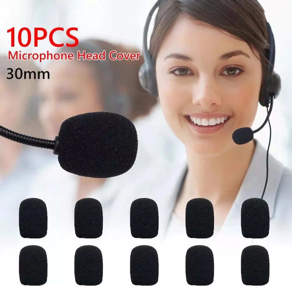 Microphone sponge sleeve head Black Soft Headset Sponge Covers Replacement Meeting Mic Headset Foam Covers Mic Protector