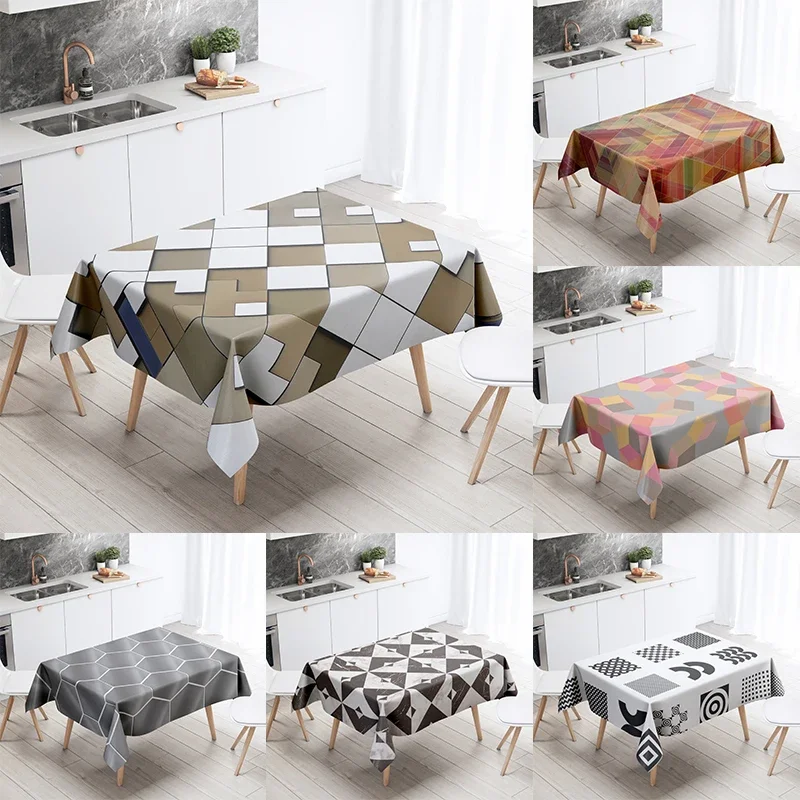 Mantel de rompecabezas geométrico para decoración del hogar, resistente a las manchas, impermeable, decoración de mesa, encimera de chimenea de cocina Rectangular
