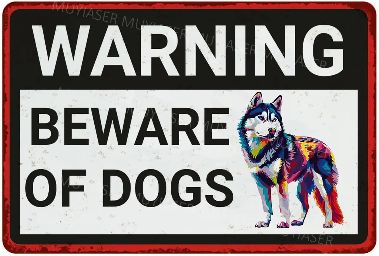a1,Beware Of Dogs Sign Husky Beware Of Dog Sign Aluminum Metal Tin Signs Door Sign Warning Sign For Fence Gate Yard Home Wall