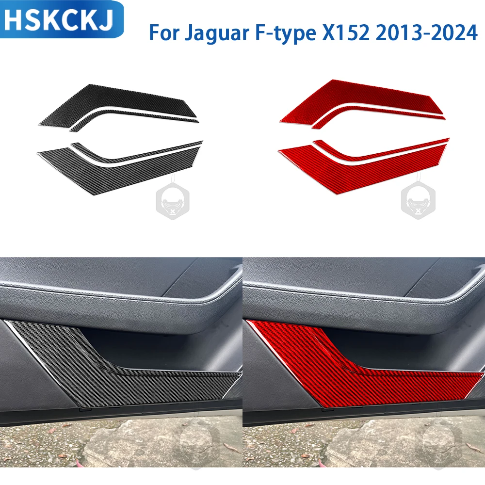 

For Jaguar F-type X152 2013-2024 Accessories Real Soft Carbon Fiber Interior Door Anti-kick Panel Cover Trim Sticker