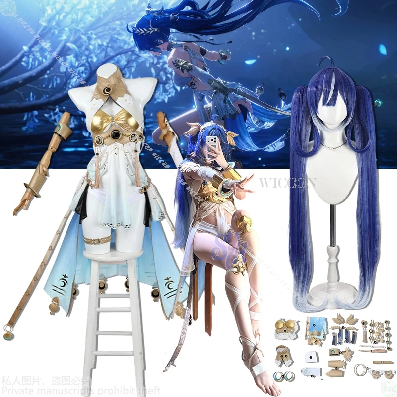 

Wuthering Waves Game Iuno Cosplay Anime Costume Goddess Sexy Sleeveless Jumpsuit Mini Dress Jirai Kei Lingerie Halloween Party