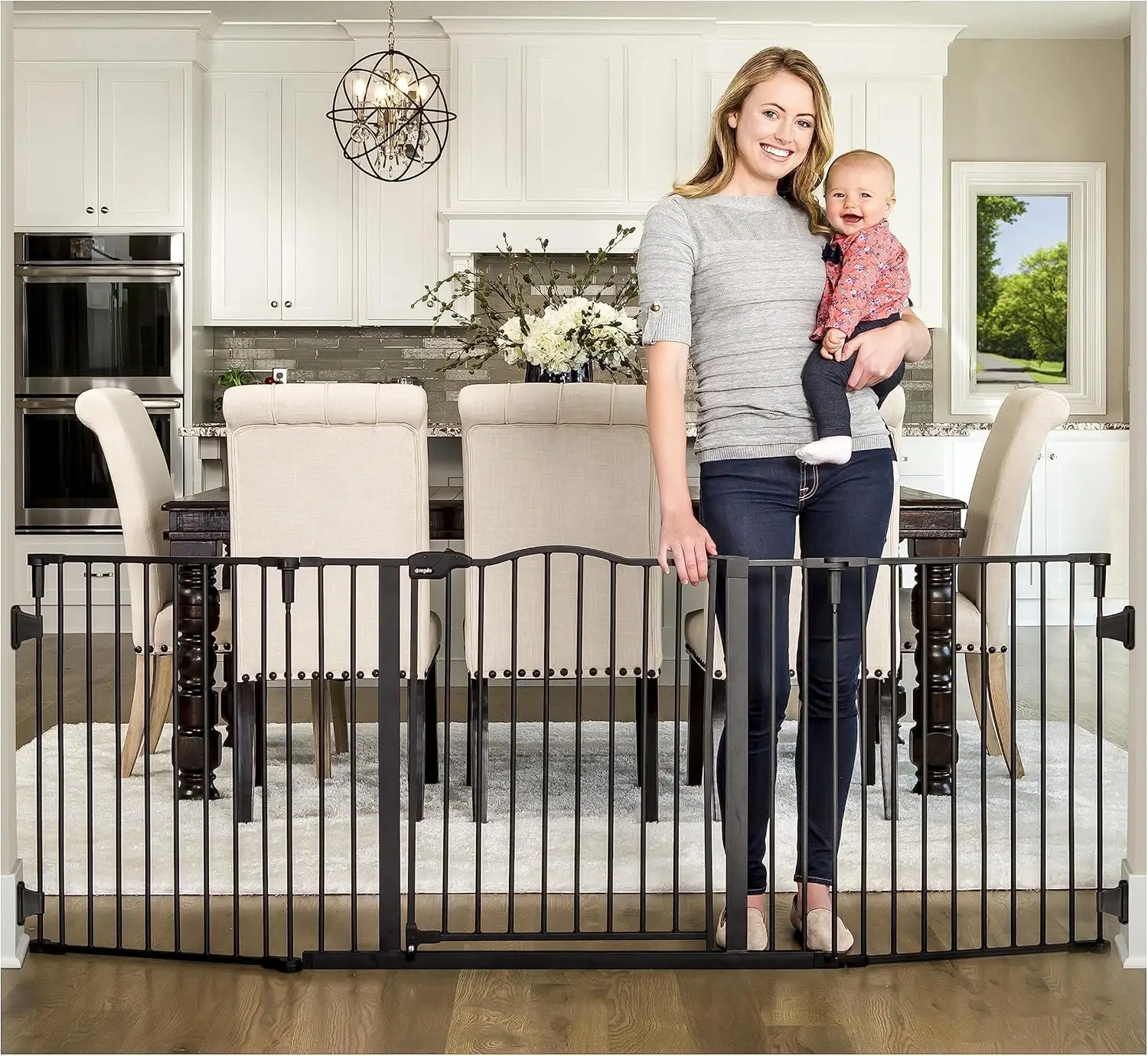 

Deluxe Home Accents Widespan Safety Gate, 74.5" W x 28" H, Includes 4 Wall Mounts, Black·Factory Direct Sales