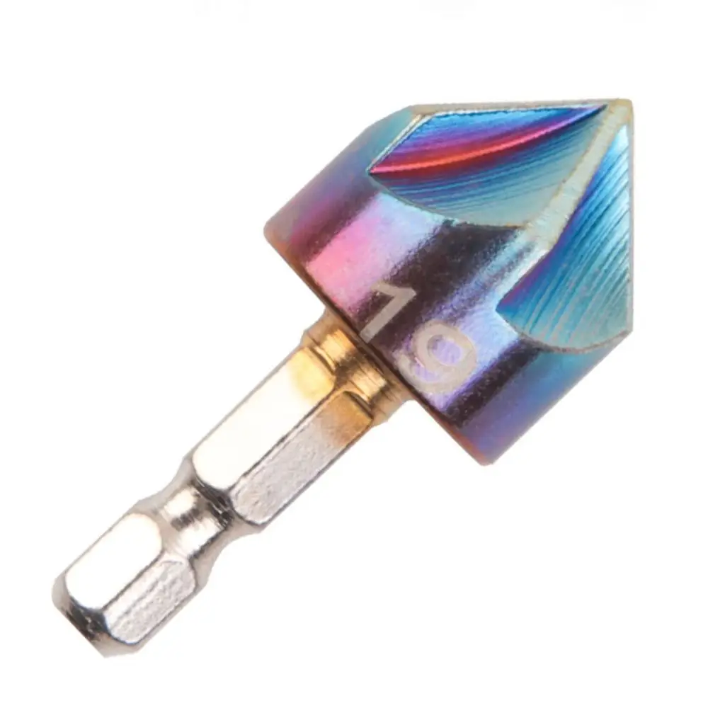 

6pcs 90 Degree Countersink Drill Bit 1/4'' Hex Shank 5 Flute Chamfer Drill Bits Colored Baking Paint Alloy Steel