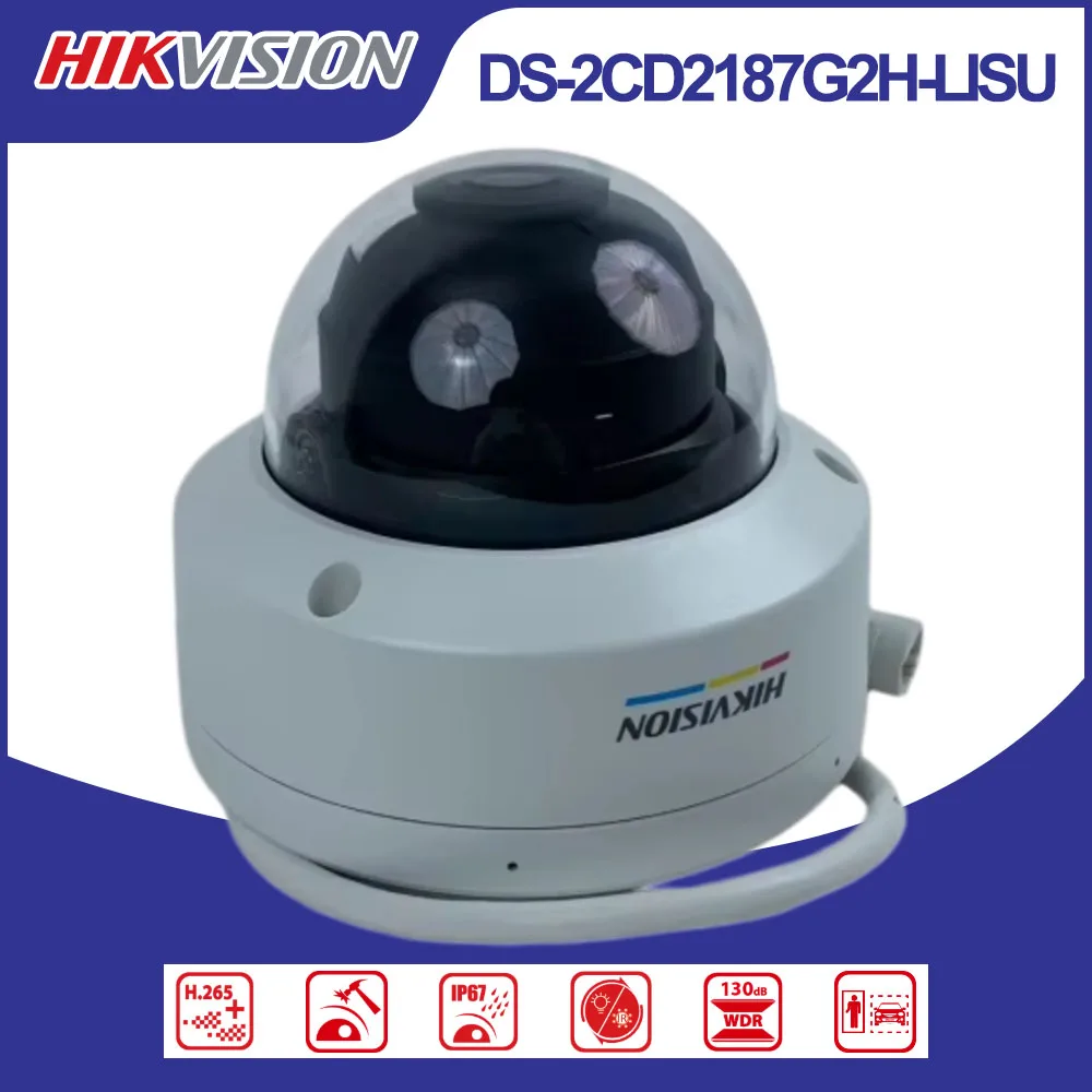 Hikvision DS-2CD2187G2H-LISU 8MP ColorVu Dome IP Camera Smart Hybrid Light 130dB WDR H.265+ Built-in Mic IP67 IK10 PoE Outdoor