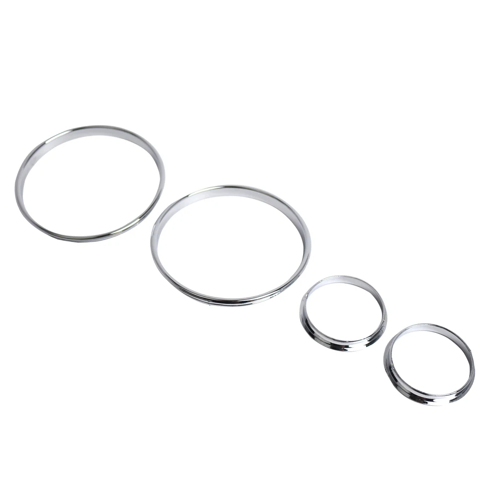 4pcs Dash Dashboard Dial Rings Bezel Trim Ring Speedometer Gauge Chrome AC Dashboard Dial Ring Trim Cover For BMW E38 E39 E53 X5