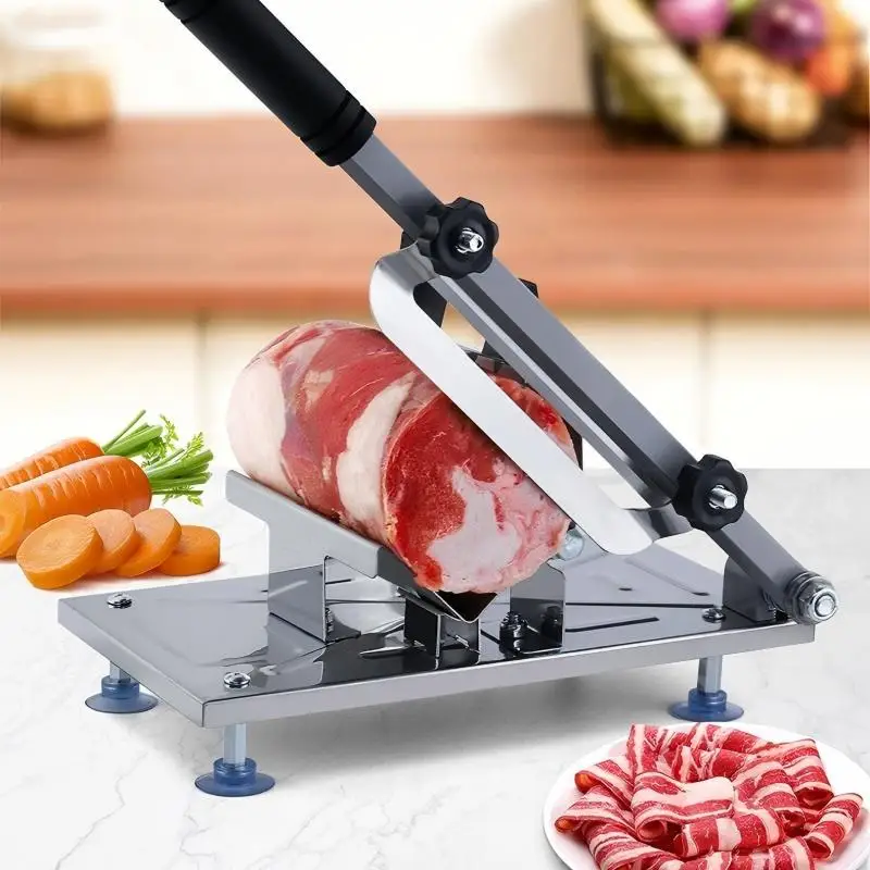 Compact Home Use Stainless Steel Meat Cutter Multifunctional Slicer For Beef Mutton Roll And Frozen Meat Cutting