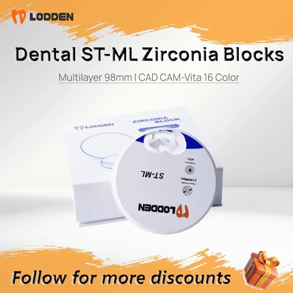 

LODDEN Циркониевые блоки ST-ML Многослойные 98 мм | Дисковая система CAD CAM | Вита 16-цвет | Материал для стоматологической лаборатории высокой прочности