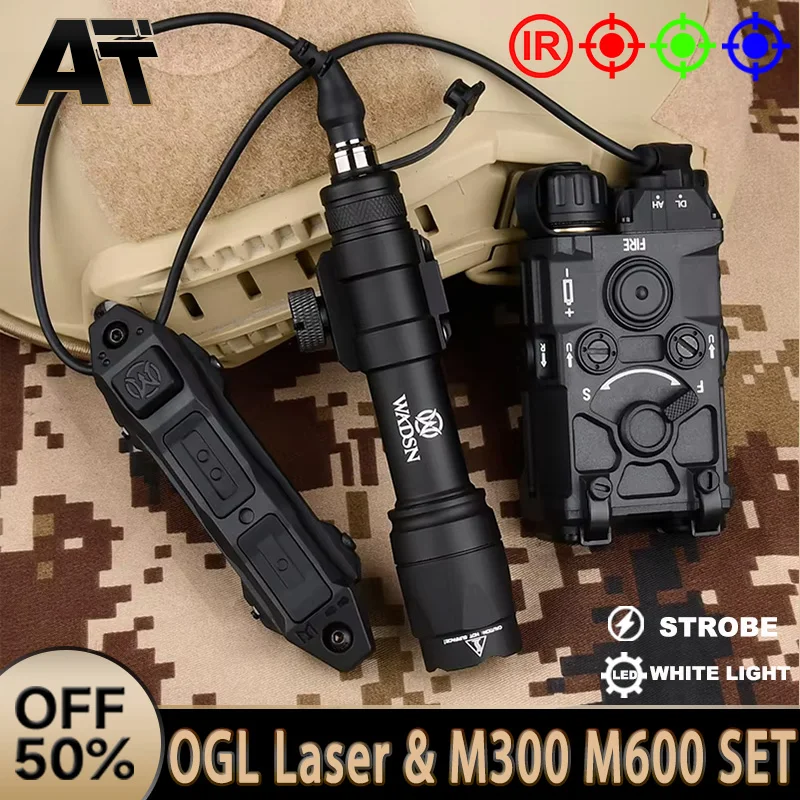 

WADSN OGL Red Dot Green Blue IR Laser Tactical M300 M600 Scout Flashlight Strobe LED Light Dual Remote Switch For Hunting Weapon