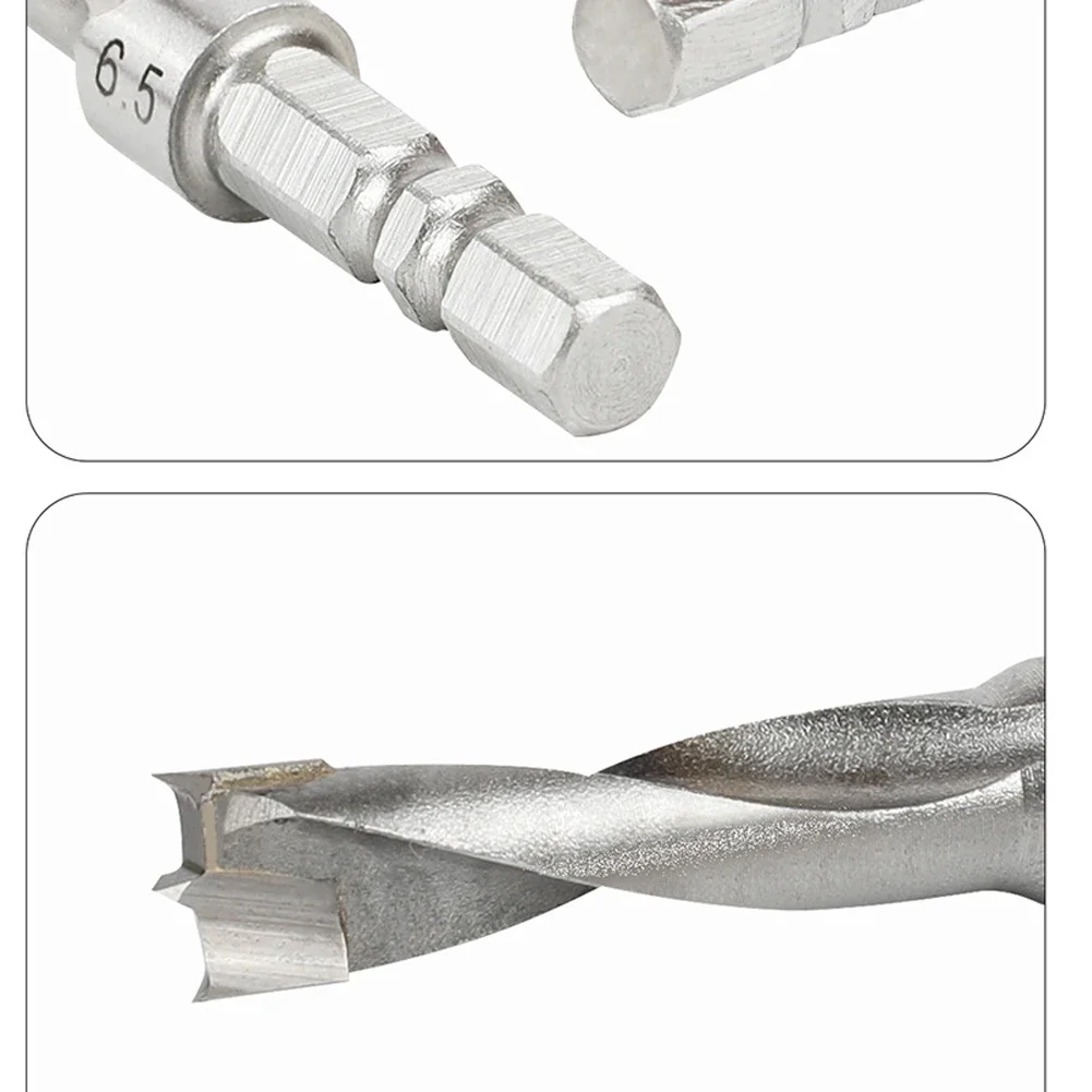 Hexagonal Handle Drill Bit For Woodworking And Construction Enhanced Efficiency With Three Pointed Two Edge Design