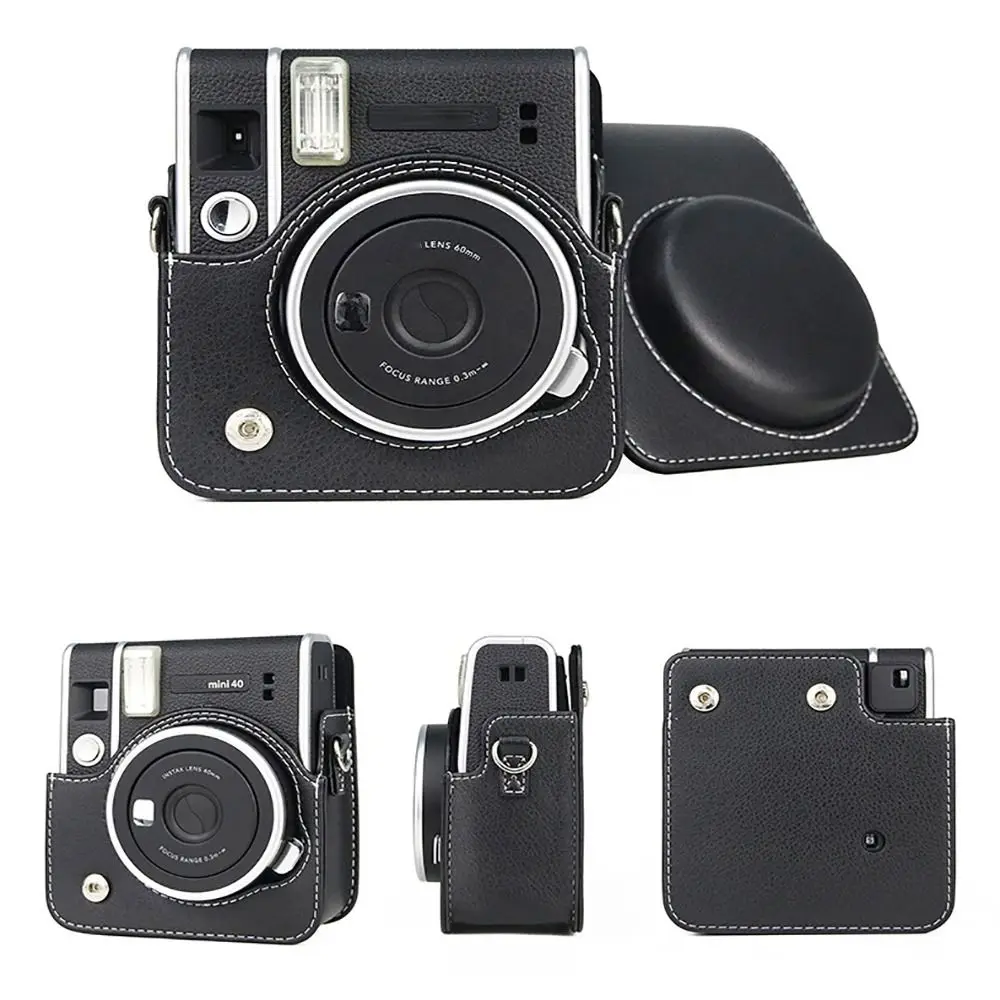 PU Leather Instant Camera Case Adjustable Strap Portable Photography Pouch Shockproof Retro for Fujifilm Instax mini 40