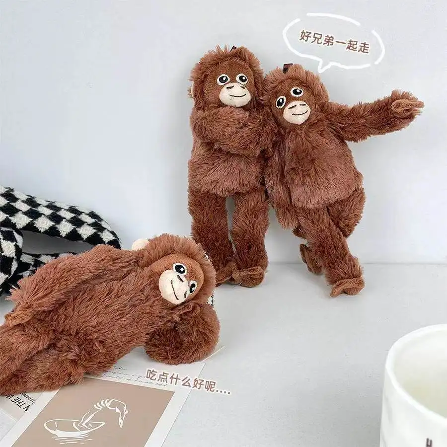 

Hot Little Monkey Pendant Plush Doll Animal Orangutan Plush Doll Bag Pendant Soft Stuffed Backpack Keychain Fans Gift