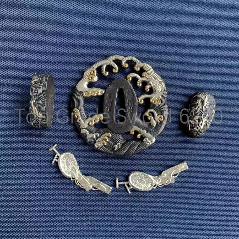

Very Nice Copper Brass Gold Plated Silver Tsuba Handguard Fuchi Kashira Menuki For Real Japan Samurai Katana Sword Fittings