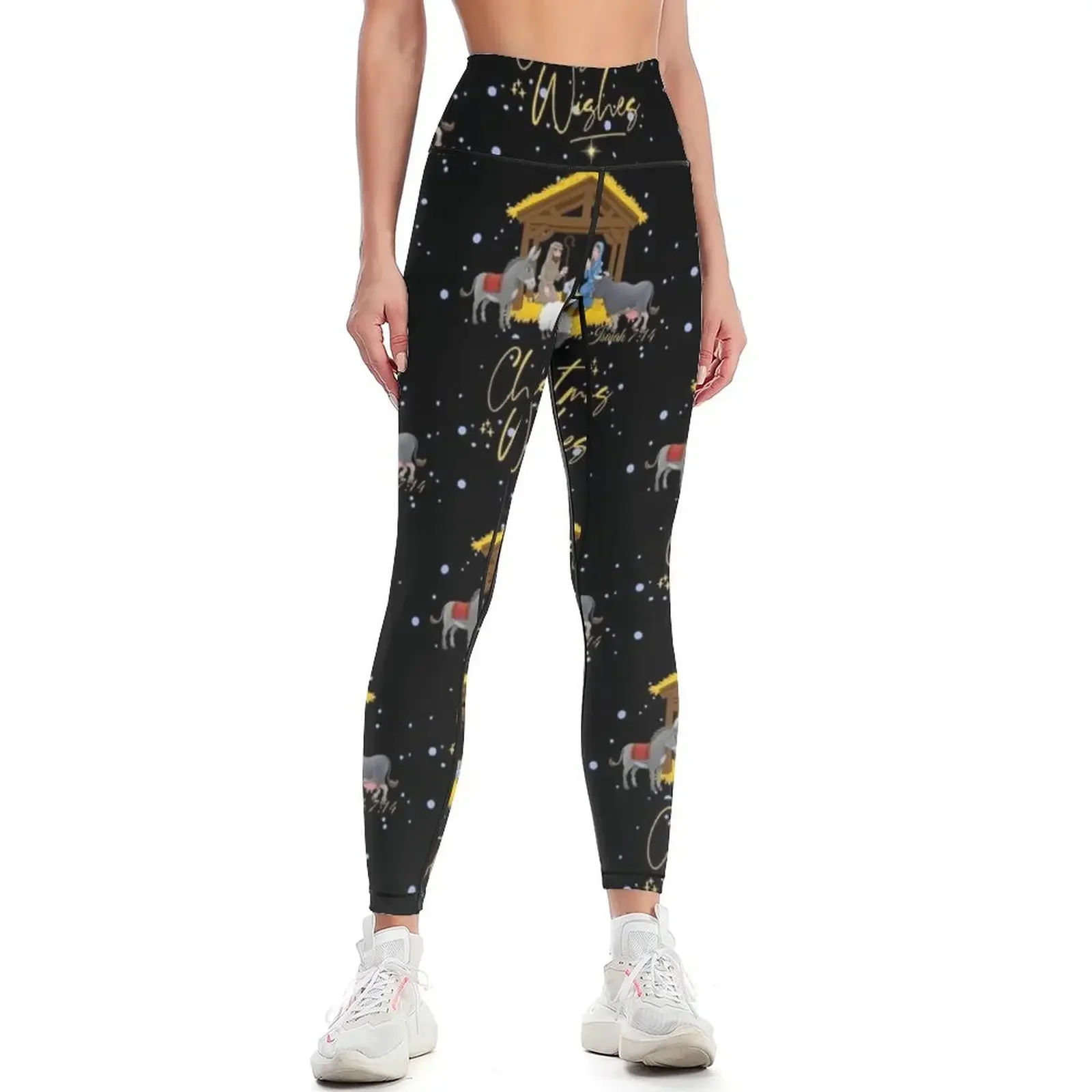 

Merry Christmas Nativity Scene Isaiah 7:14 Leggings push up legging sporty woman gym gym womans Fitness clothing Womens Leggings