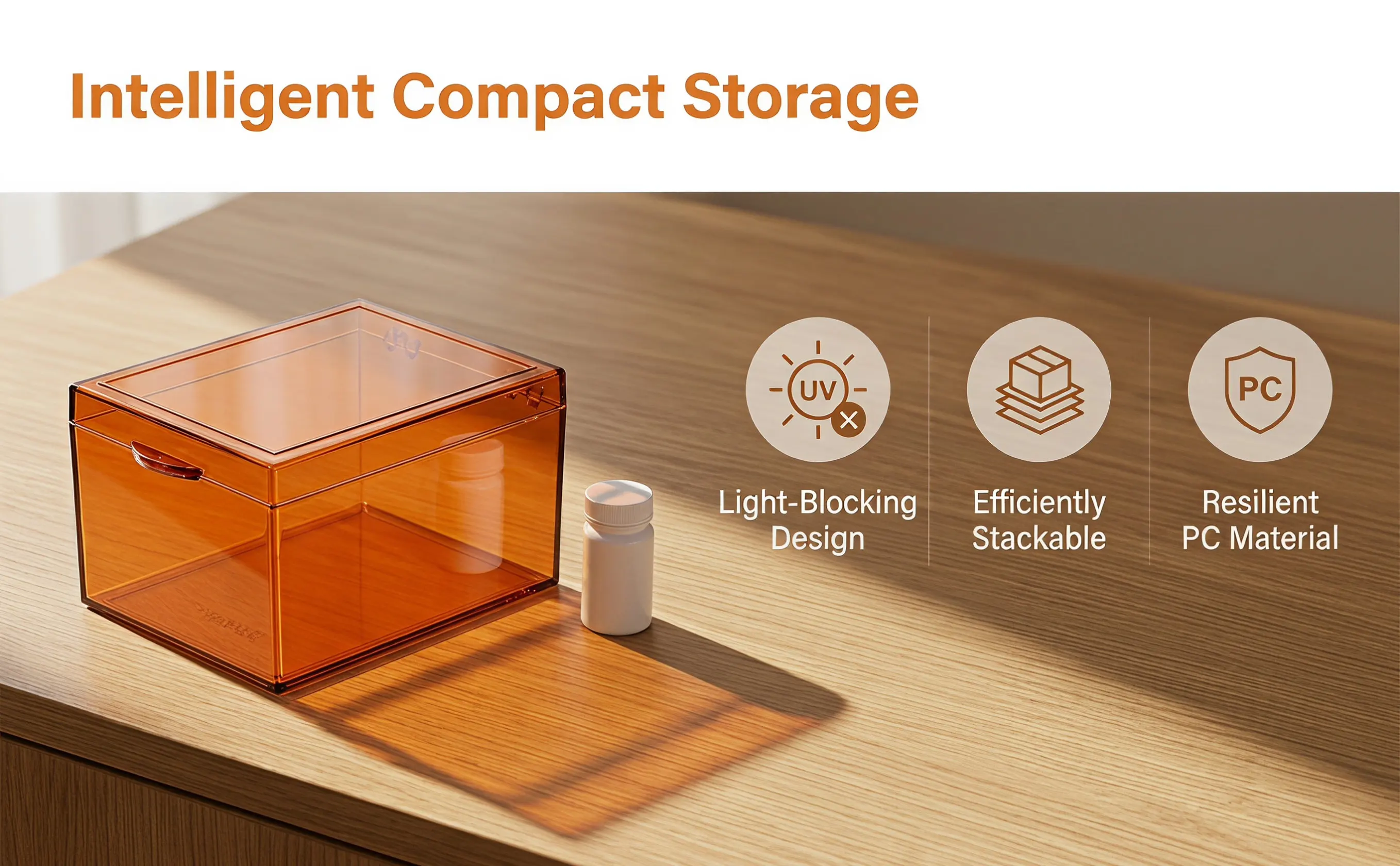 Stackable Light Blocking Medicine Storage Box for Powder Hospital Compounding Center Medication Organizer