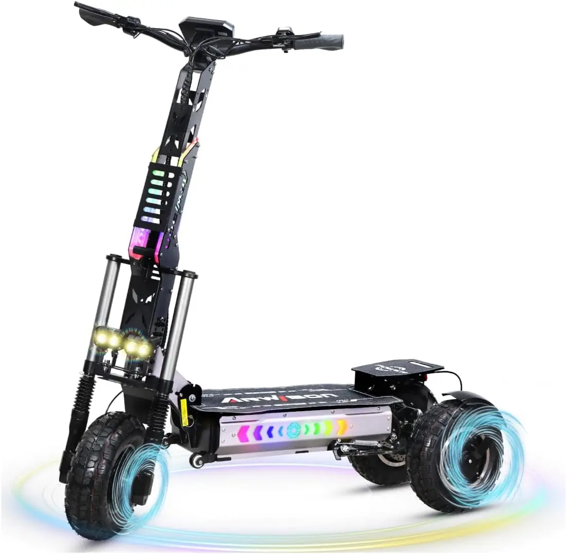 على الطرق الوعرة سكوتر كهربائي 6000 واط محرك مزدوج 60 فولت 27AH 3 عجلات الكبار E-سكوتر 45MPH سرعة سريعة طويلة المدى الدهون الإطارات سكوتر