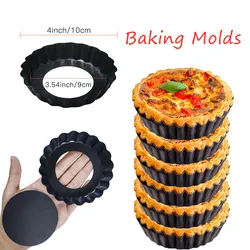 10cm Mini Pie Muffin Cupcake Pans Non-Stick Tart Quiche Flan Pan Molds Pie Pizza Cake Mold Removable Loose Bottom Round Bakeware