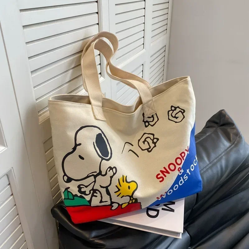 

Snoopy Summer New Canvas Shoulder Bag Women's Large Capacity Women's tote Han Art Shopping Bag handbag