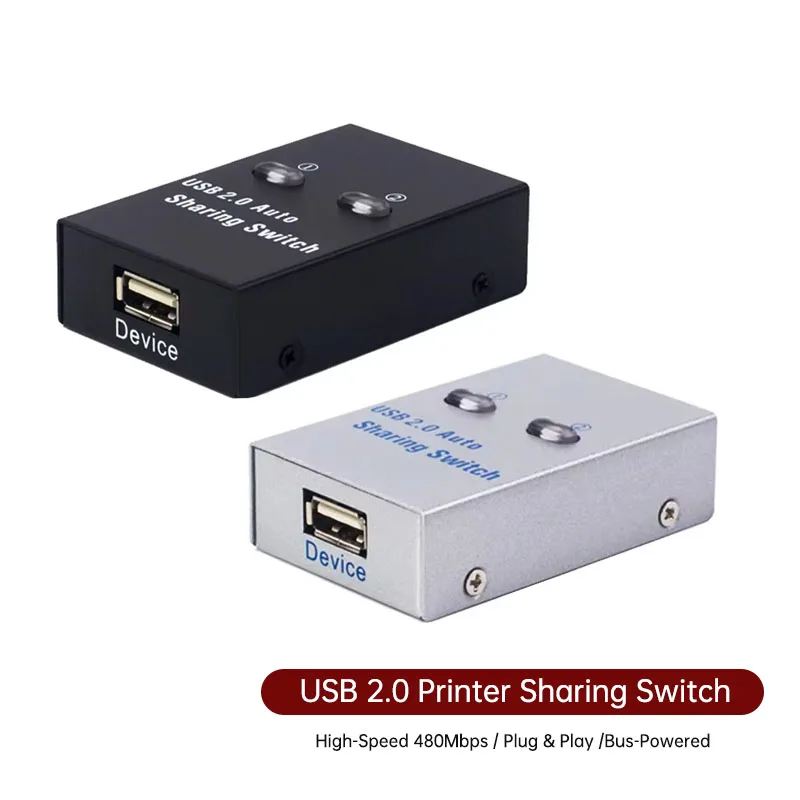 

2 Ports USB2.0 Hub USB Switch Printer Sharer Two Computers Share A usb Device 2 in 1out USB Splitter