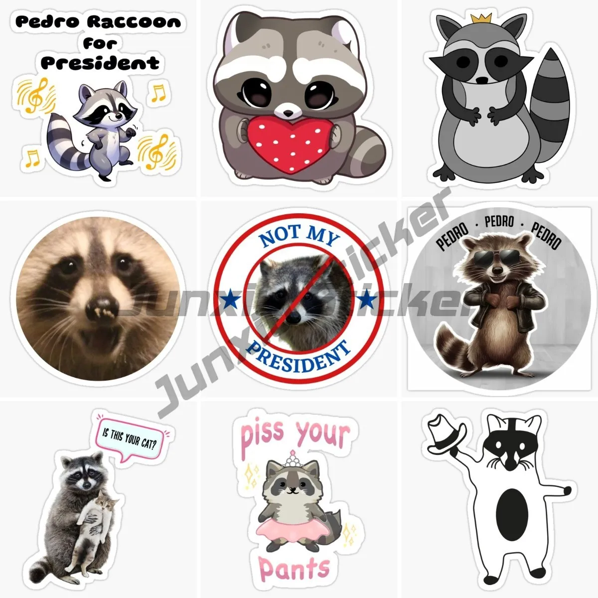 

Pedro Raccoon Funny Decal Moto Wall Room Door Truck Vinyl Self-adhesive Decal Bicycle Glass Helmet Racing PVC Decal Customizable