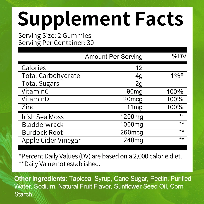 علكات طحلب البحر مع جذور المثانة وجذور الأرقطيون لطاقة الغدة الدرقية ودعم المناعة ومكمل طحلب البحر
