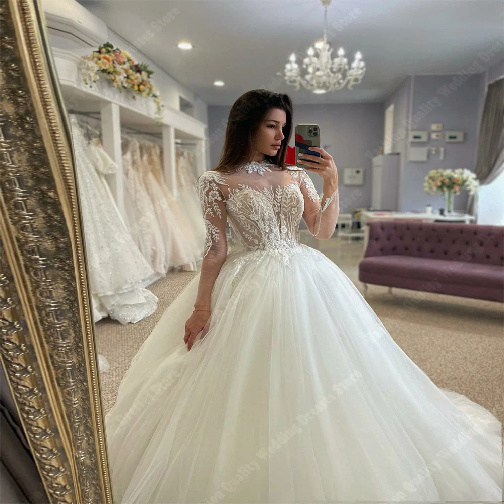 Zarte Elegante Frauen Brautkleider Beliebte Engagement Bankett Kleid Wischen Länge Ball vestido de noiva casamento Angepasst