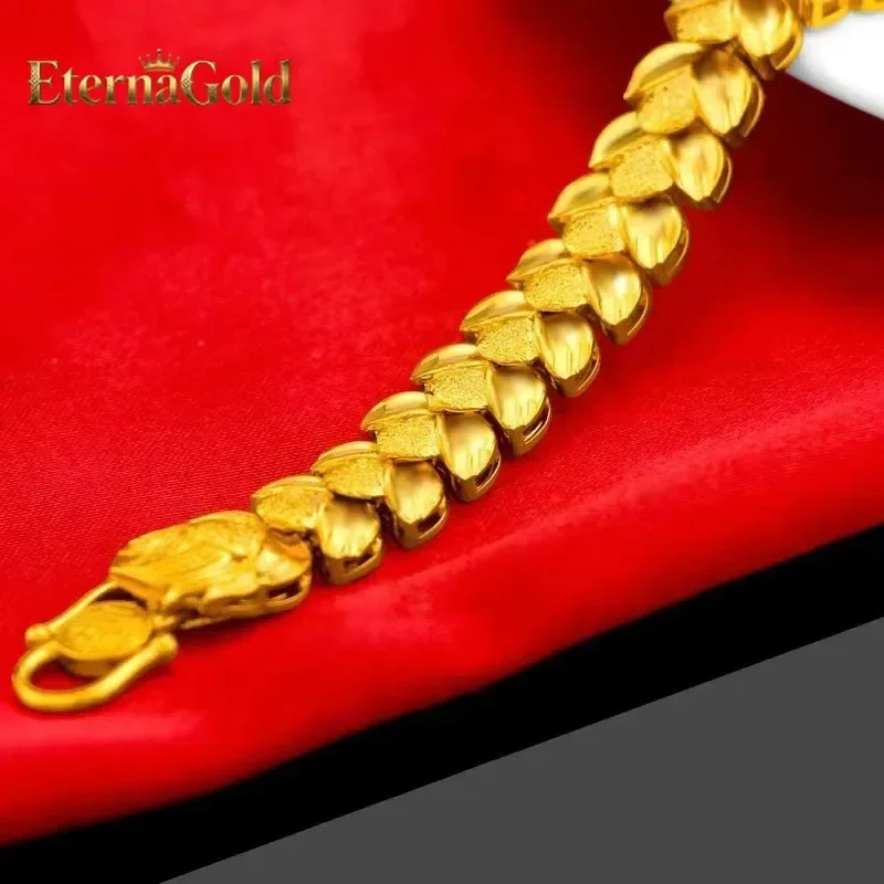 EternaGold 24K AU999 pure gold men's dragon scale gold bracelet bracelet men's casual fashion high-end gold bracelet jewelry gif