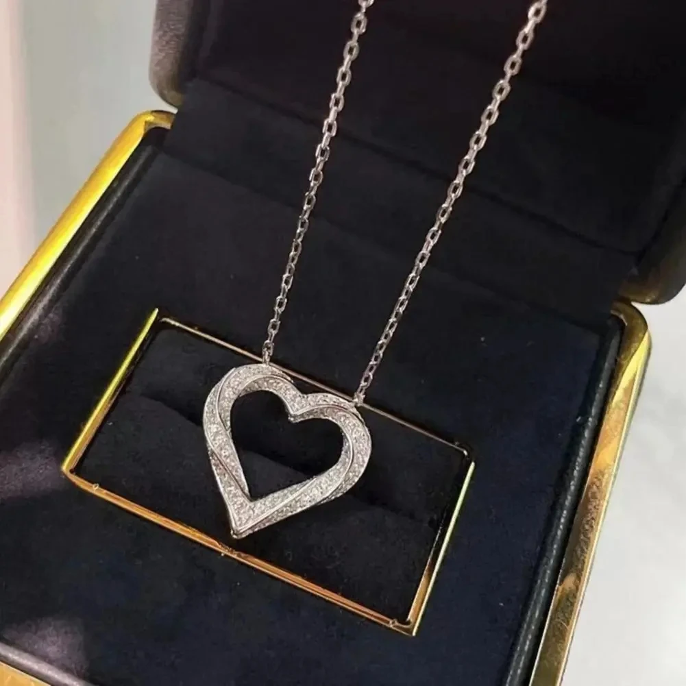 High Qulity New 2023 Trend Hot Sale Famous Brand Anniversary Gifts Full Zircon Heart Classic Jewelry Necklace For Women Charms