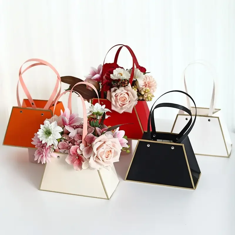 

Wedding Party Valentine'S Day Rose Flower Gift Box Carry Bag Flower Box Portable Flower Bouquets Packaging Box Basket Storage