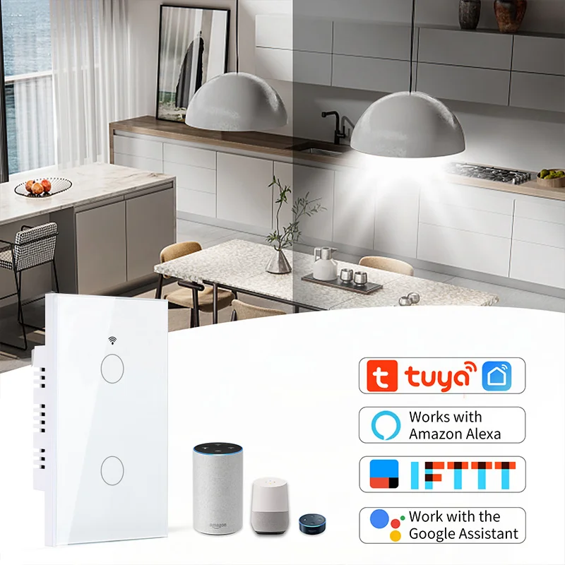 Samrt Light Switch with Glass Panel Stair Switches US Brazil Tuya Smart 2way Interruptor Touch Wifi Switches Alexa Google Home