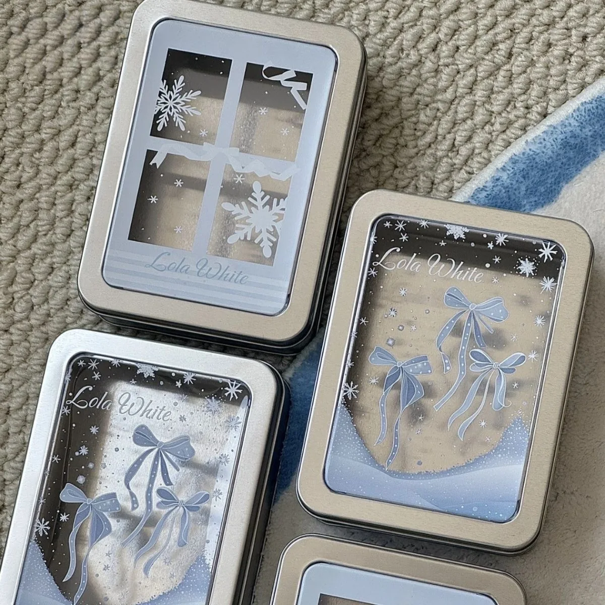 Bow Snowflake INS Ballet Style Window-Opening Tin High-Value Waterproof Tin Storage Box Sticker Small Card Box Decoration Gift