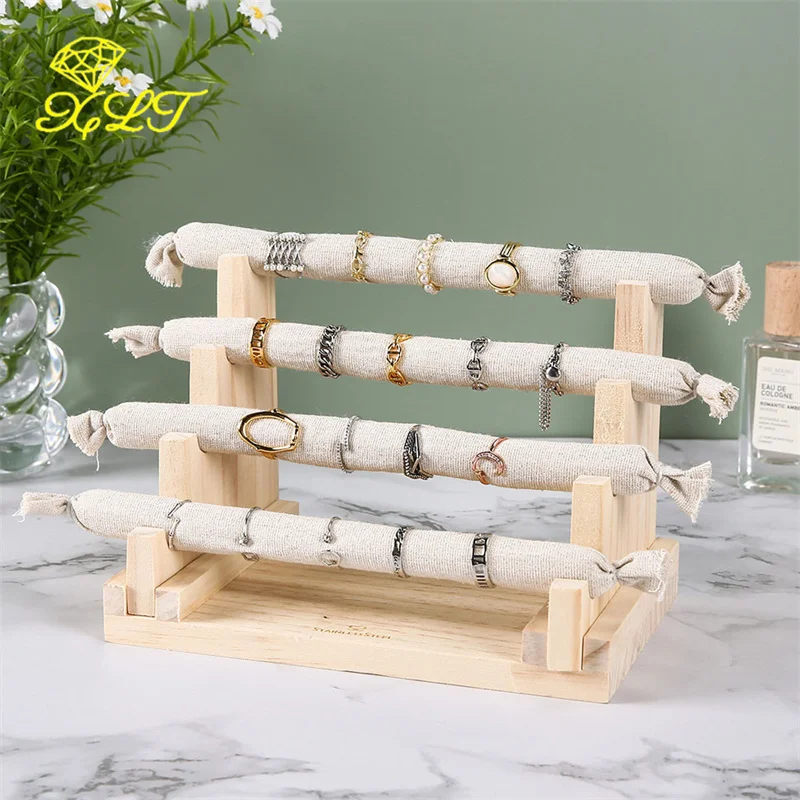 Wooden Detachable Ring Jewelry Display Stand Vertical Display Card Jewelry Stand Stall Props Jewelry Organizer For Ring