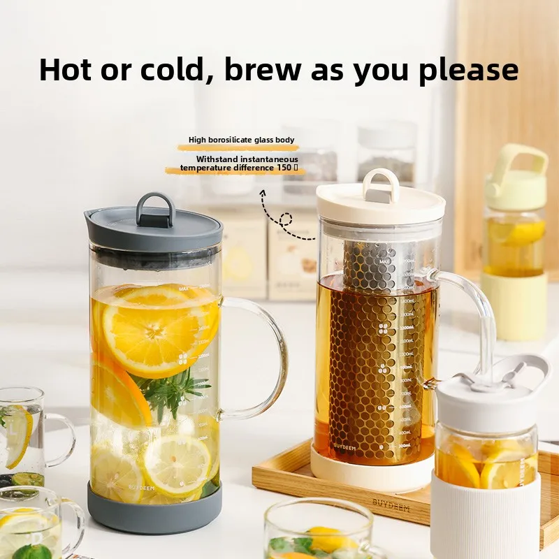 Cold Water Cold Kettle, Household Water Storage High Temperature Resistant Borosilicate Glass, Large Capacity Pot