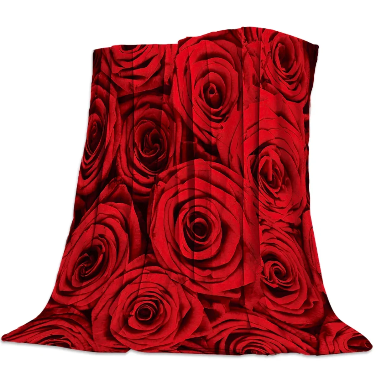 Flannel Blankets Red Rose Romatic Blanket Cushion Warm Throws on Sofa Bed Home Bedspread Travel Fleece Blanket