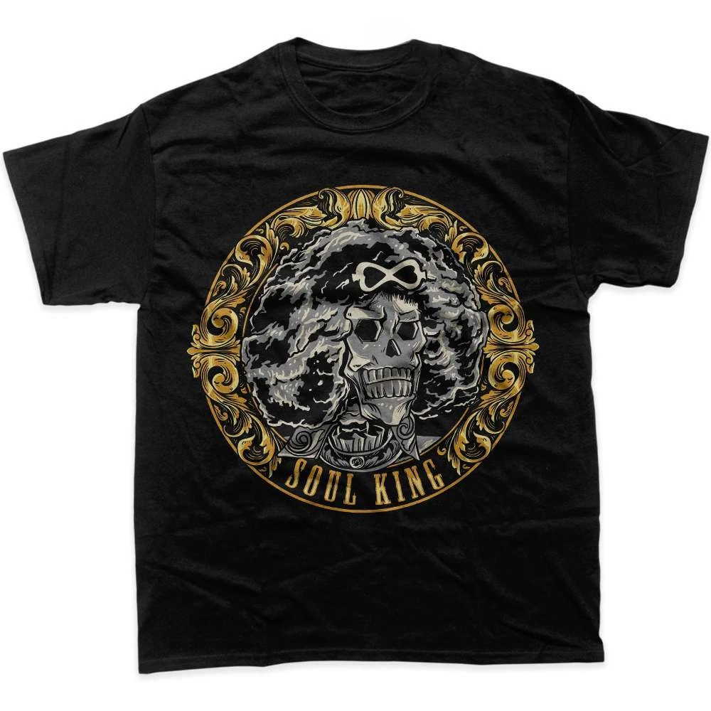 

SOUL KING Skull T-Shirt Black Gold Crown Graphic Tee Vintage Hip Hop Streetwear Unisex Cotton Oversize Fit Anime
