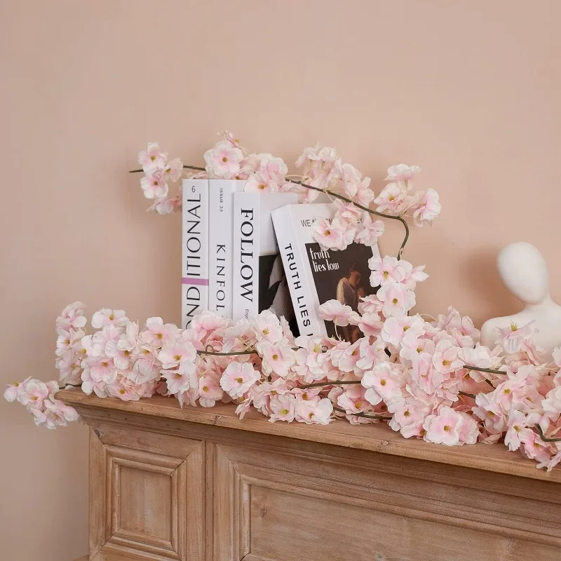 1,8 m rosa Kirschblüte künstliche Blume Seidengirlande Rebe Home Party Garten Bogen Hochzeit Hintergrund Dekoration gefälschte Blume – Detail 2