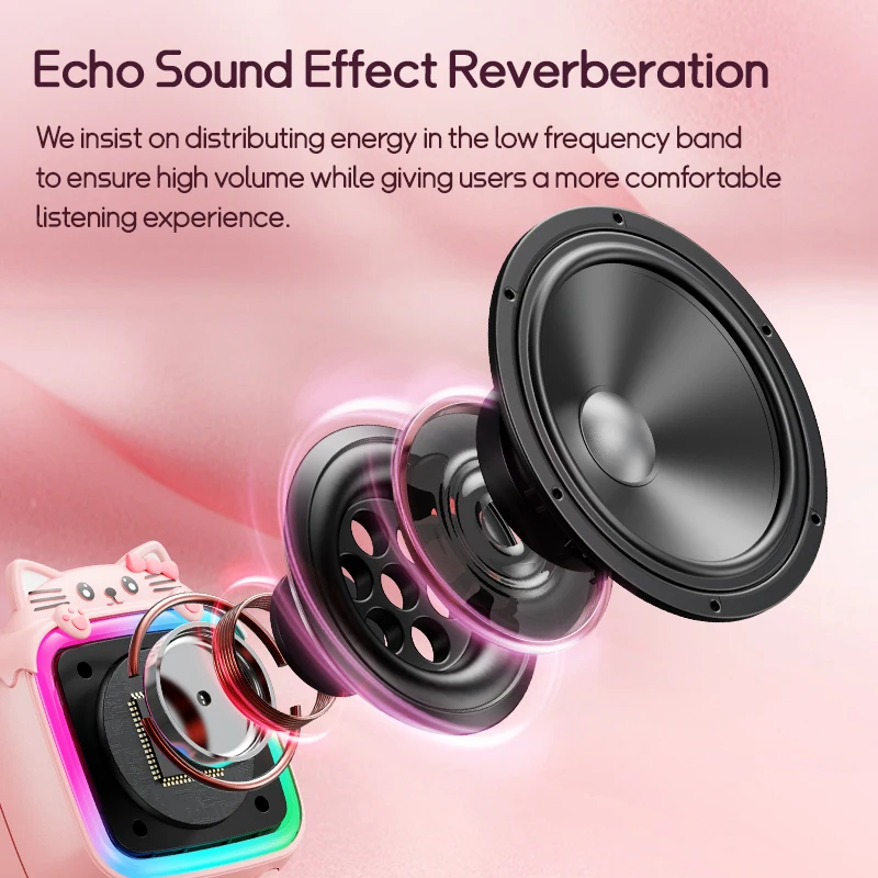 RIVGOT Draagbare karaokemachine Draadloos microfoonsysteem Bluetooth-luidspreker met lichte familiezangmachine voor kindercadeaus