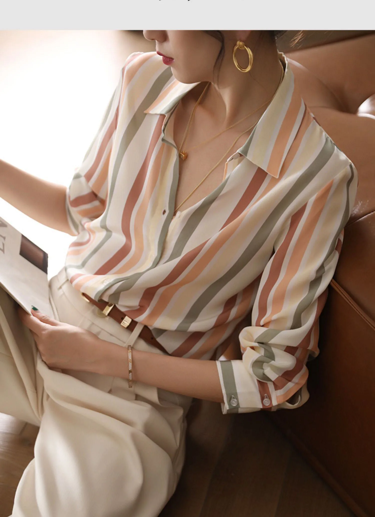 Fashion luxury ladies shirt France style woman printing blouse Spring Autumn Long sleeve Tops blusa mujer