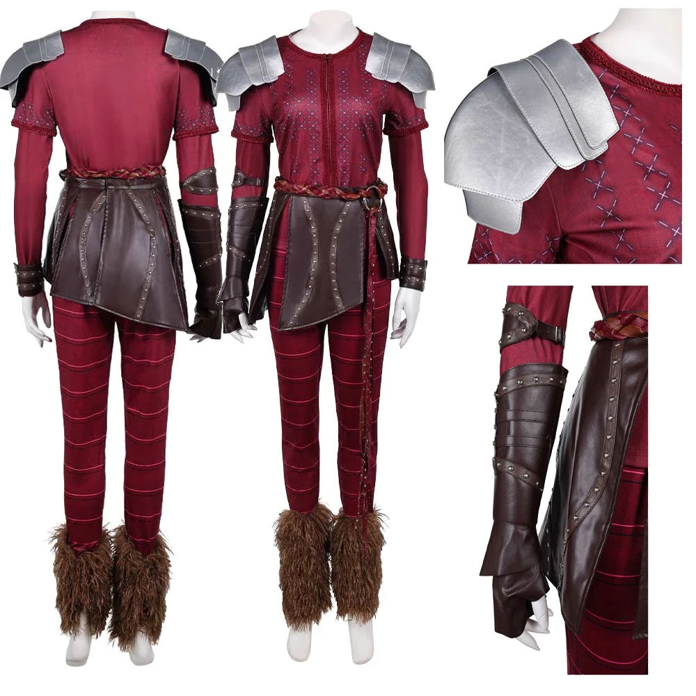 

Adult Women Astrid Cosplay Costume Cartoon Dragon Fantasia Top Pants Belt Gloves Outfits Halloween Fantasy Carnival Party Suit