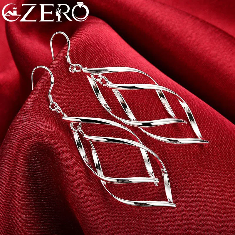 

Fine High quality 925 Sterling Silver Earrings fashion Jewelry elegant Woman Hanging Drop long wedding Christmas Gifts