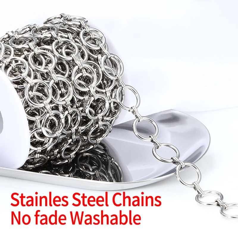 Stainless Steel Round Rings Chains For Jewelry Making Supplies DIY Charms Necklace Bracelet Pendant Accessorie Findings No Fade